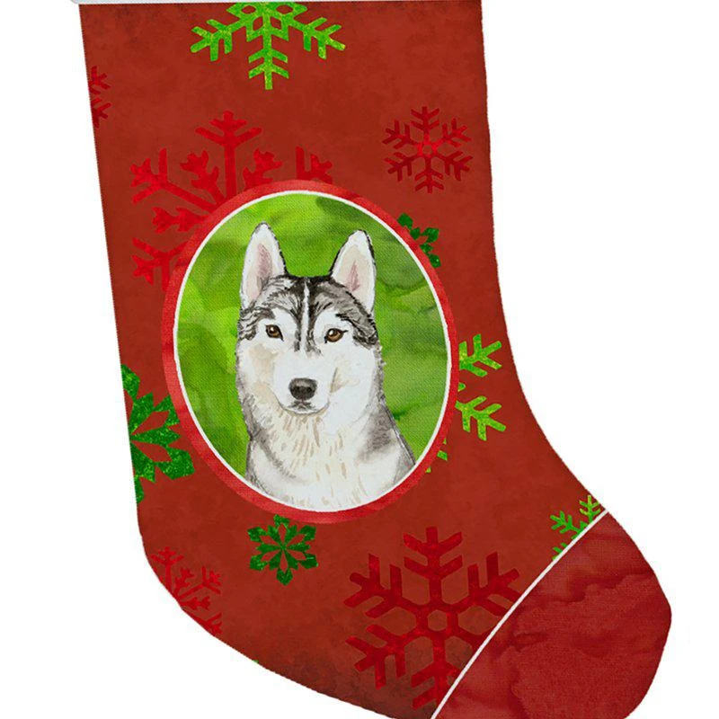Caroline's Treasures Christmas Snowflakes Siberian Husky Christmas Stocking 1