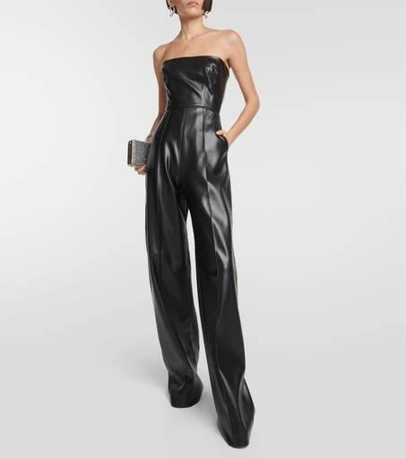 Alex Perry Strapless faux-leather jumpsuit 2