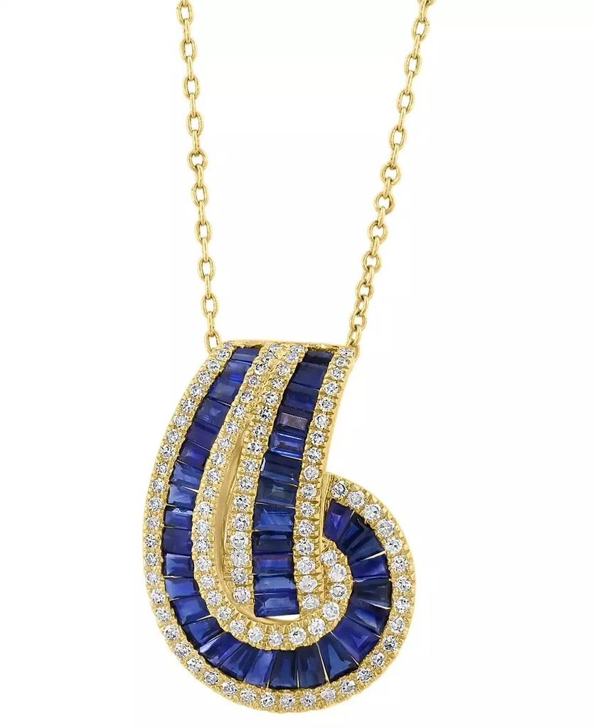 Effy EFFY® Sapphire (2-1/3 ct. t.w.) 
Diamond (3/8 ct. t.w.) Baguette Knot 18" Pendant Necklace in 14k Gold