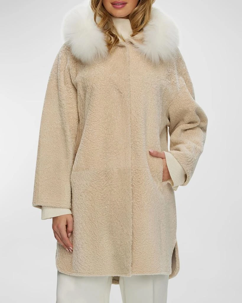 Gorski Reversible Shearling Lamb Stroller with Mongolian Lamb Hood Trim 2