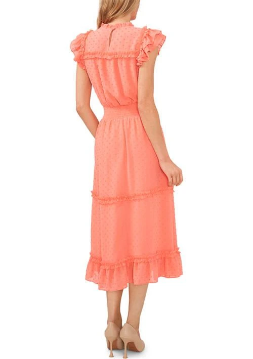 CeCe Petite Short Flutter Sleeve Slip Dot Midi Dress 2