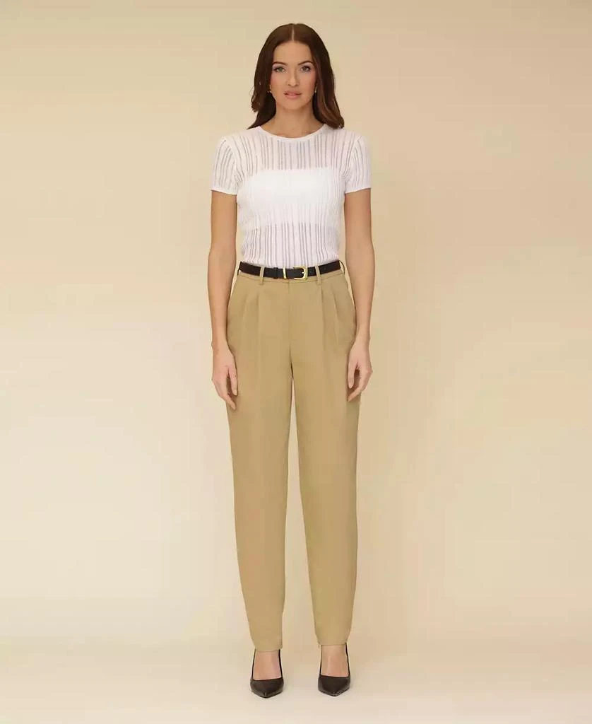 Avec Les Filles Women's High-Waisted Belted Tapered Pants 5