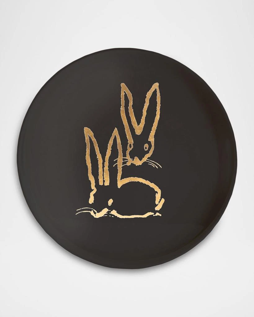 Hunt Slonem Royal Rabbit Gold Leaf and Lacquer Tray