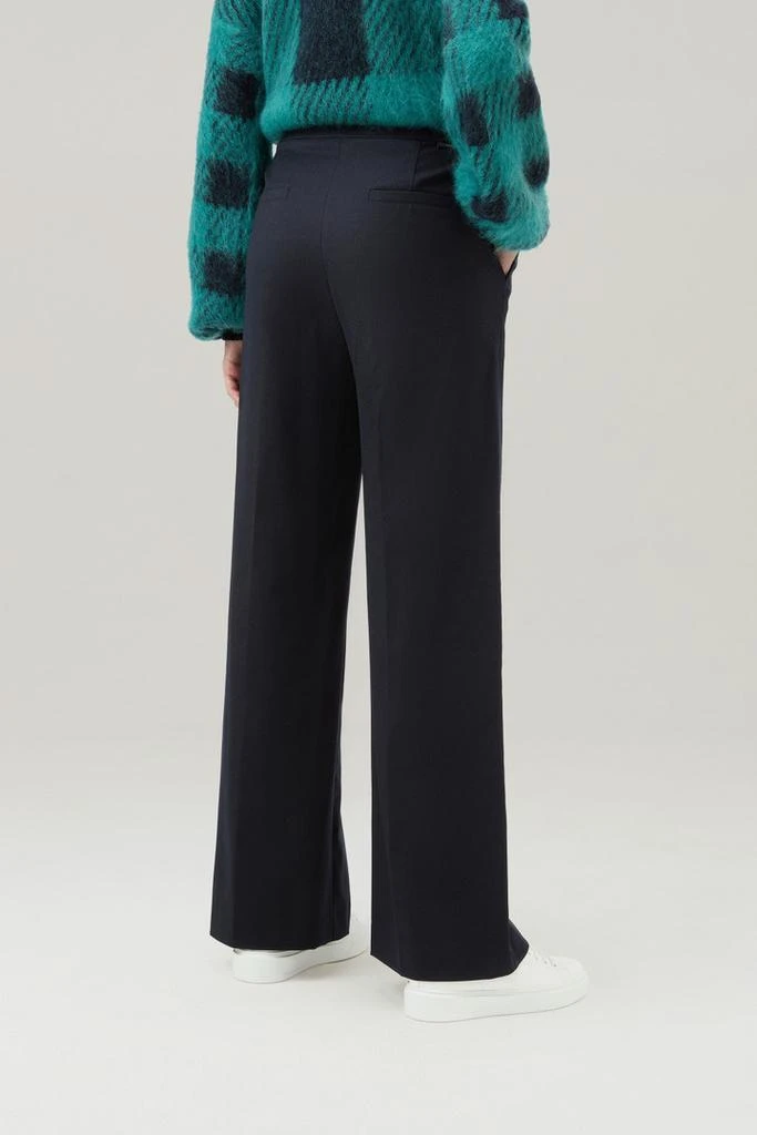 WOOLRICH Wide Leg Pants in Virgin Wool Blend - Women - Blue 3