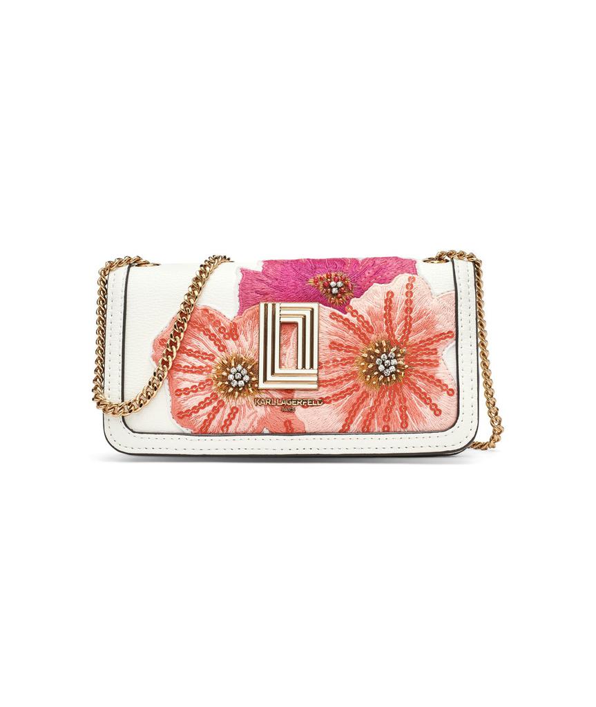 Karl Lagerfeld Paris KOSETTE EMBROIDERED FLOWERS SHOULDER BAG