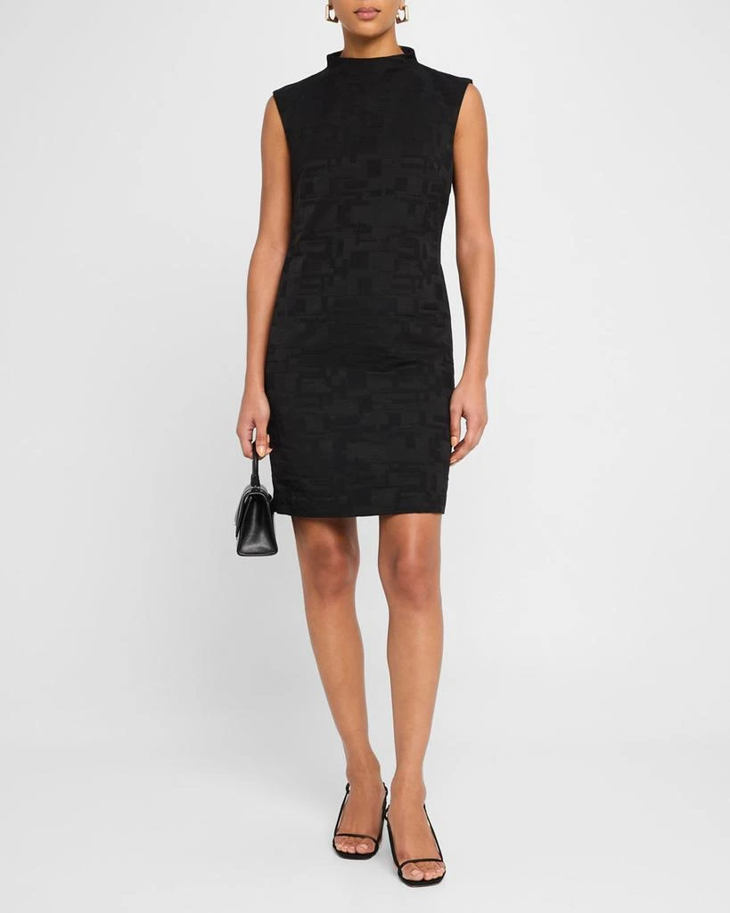Natori Mock-Neck Geo Jacquard Mini Dress 2