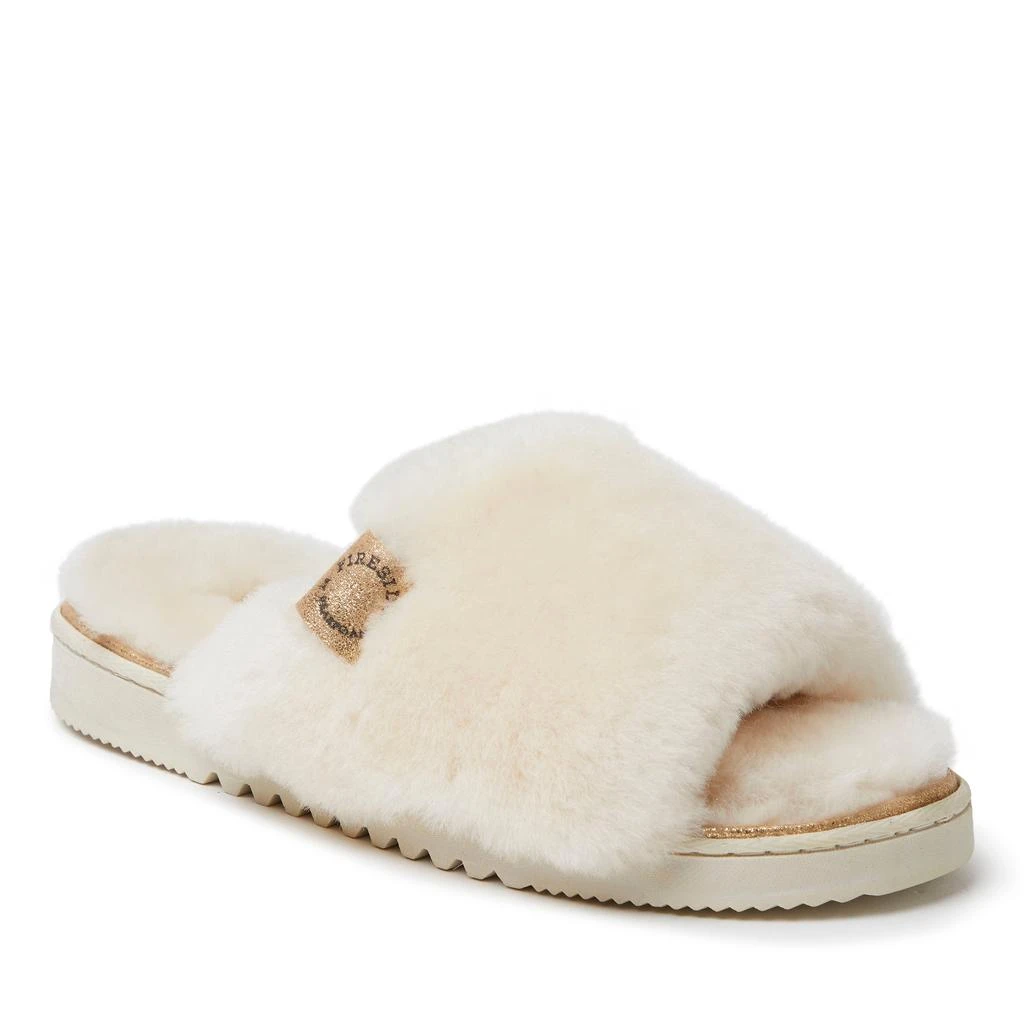 Dear Foams Fireside by  Women's Cairns Genuine Shearling Slide with Metallic Trim 1