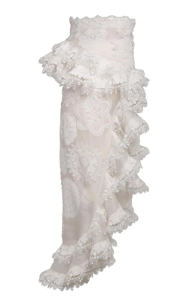 Zimmermann Zimmermann - Matchmaker Doily Asymmetric Linen-Silk Skirt - Ivory - 3 - Moda Operandi 1
