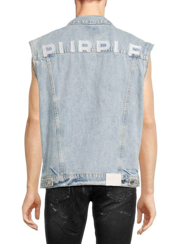 Purple Brand Logo Embroidered Denim Vest 2