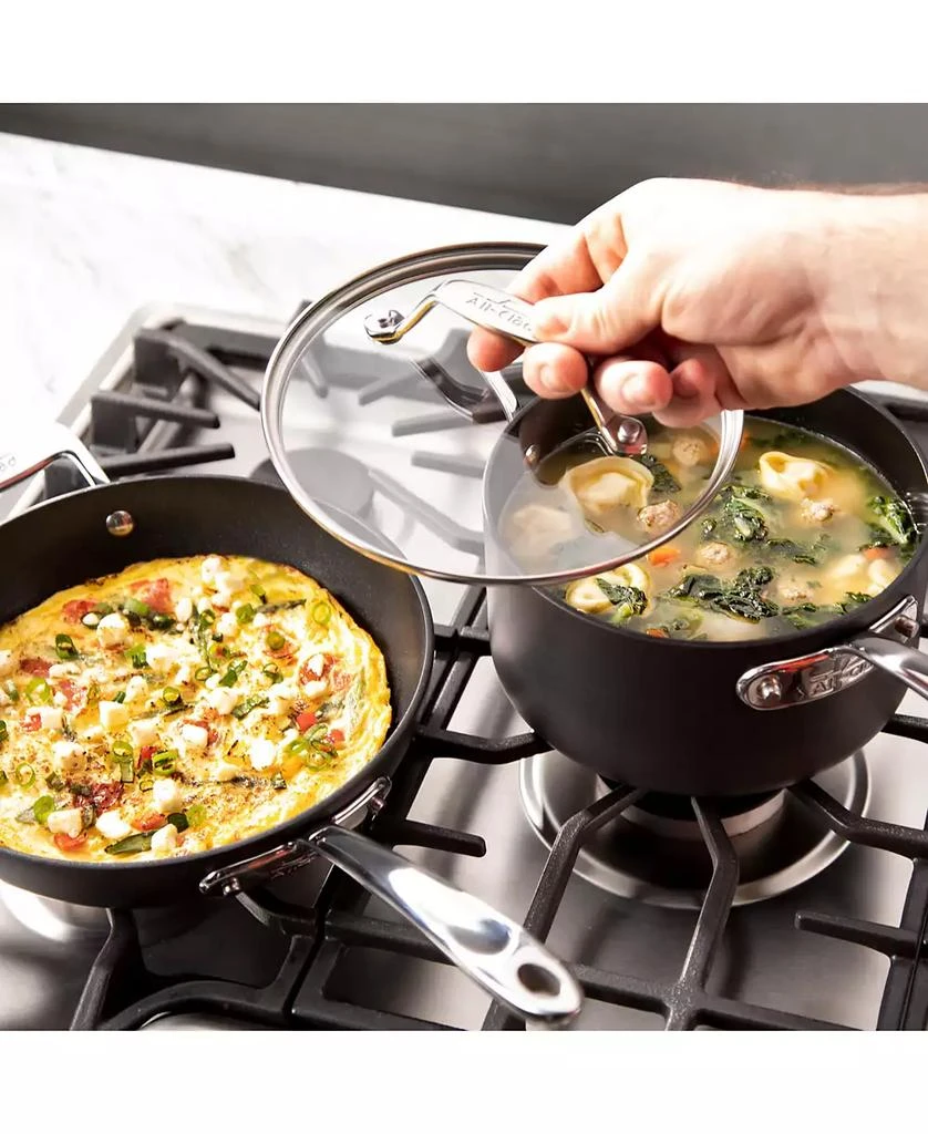 All-Clad Essentials Hard Anodized Nonstick Cookware Set, 2-piece Fry and Sauce Pan with lid Set 6