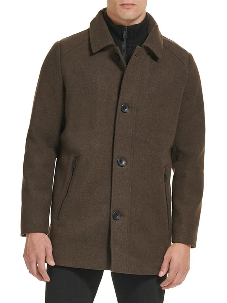 Kenneth Cole Mock Turtleneck Sweater Lined Wool Blend Coat 6