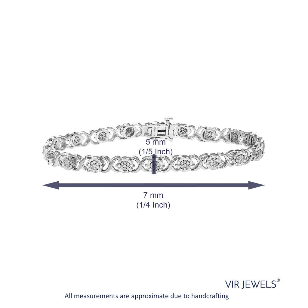 Vir Jewels 1/2 cttw Round Lab Grown Diamond Tennis Bracelet .925 Sterling Silver Prong Set 4