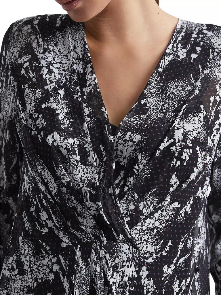 REISS Callie Printed Tie-Neck Midi-Dress 5