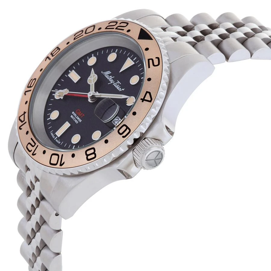 Mathey-Tissot Mathy Vintage Gmt GMT Quartz Black Dial Men
s Watch H903RNC 2