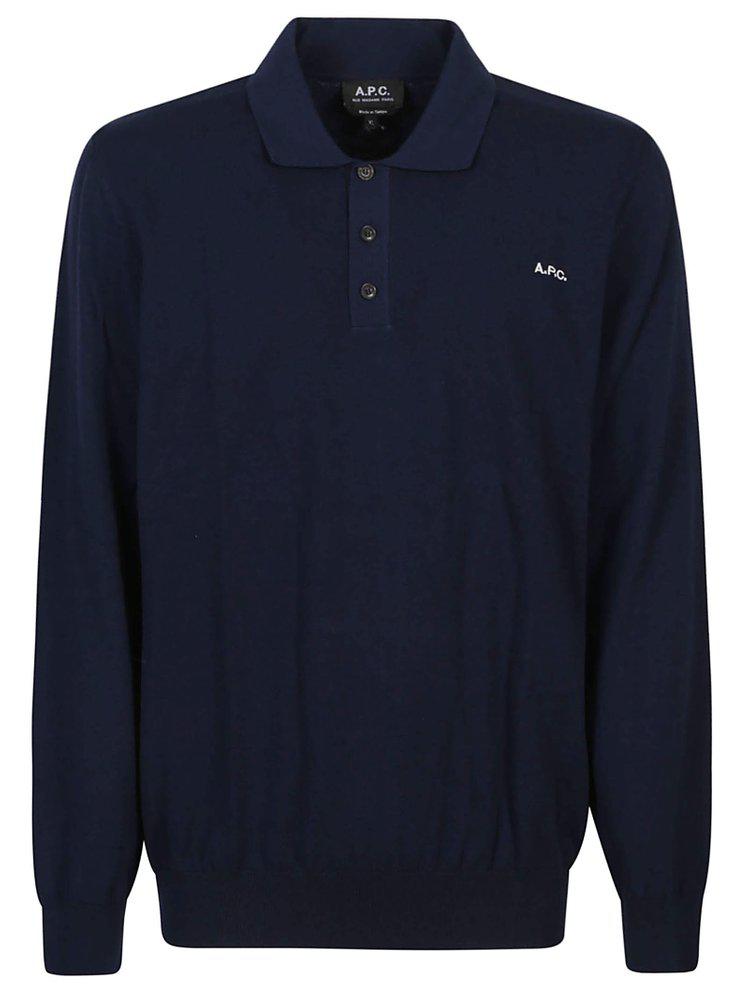 A.P.C. A.P.C. Logo Embroidered Long Sleeved Polo Shirt
