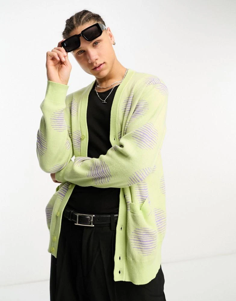 Obey Obey oval cardigan in green 1