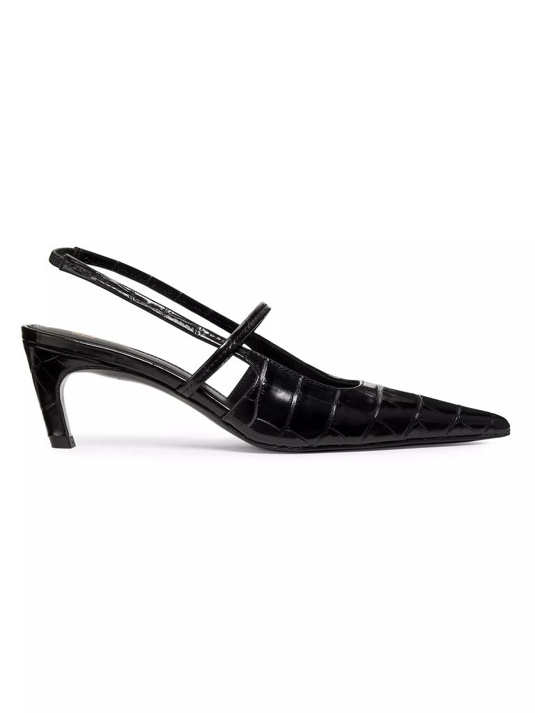 Toteme Sharp 50MM Croc-Effect Leather Slingback Pumps