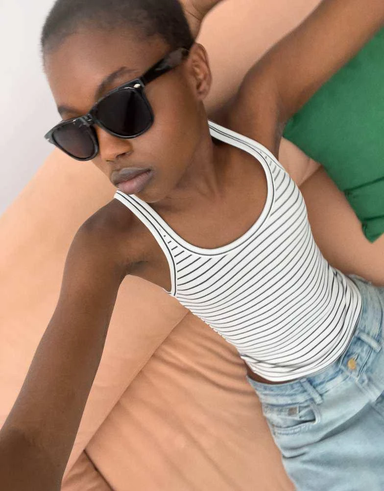 Bershka Bershka ribbed tank top in white 2