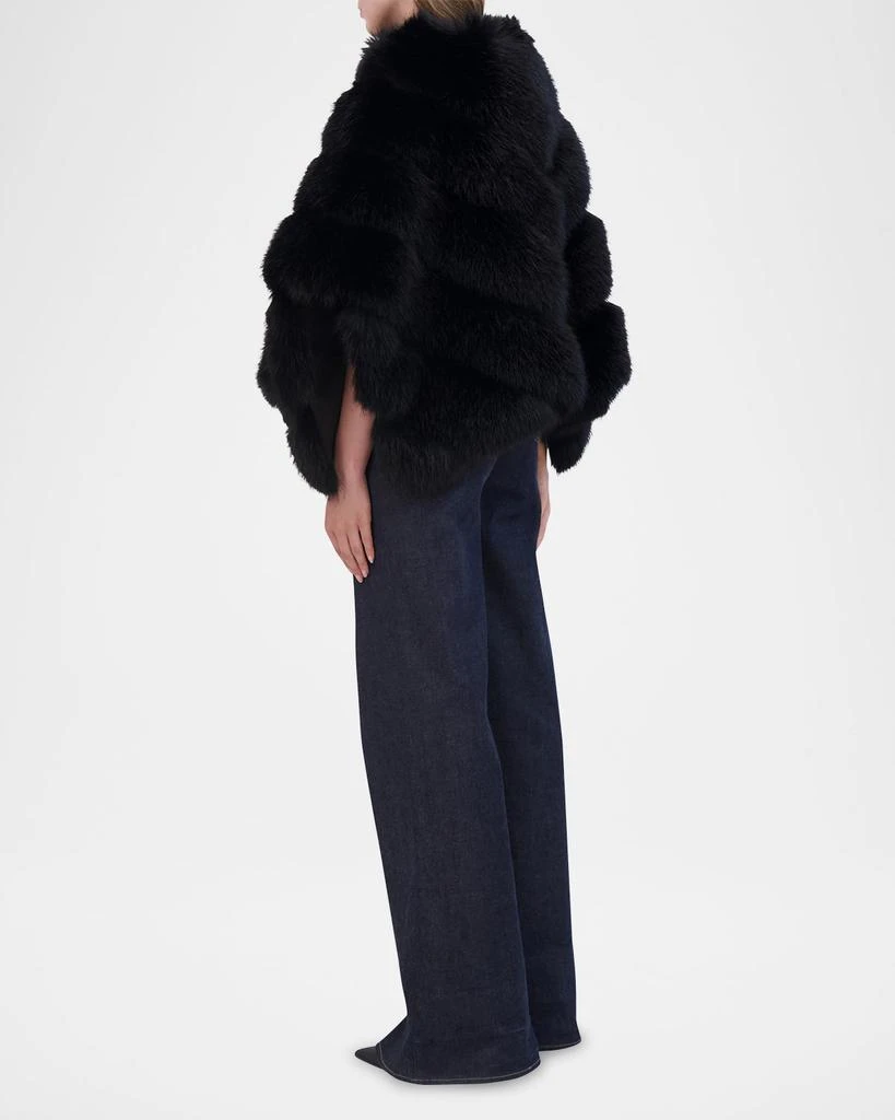 Theia Chevron Fox-Like Faux Fur Cape 4