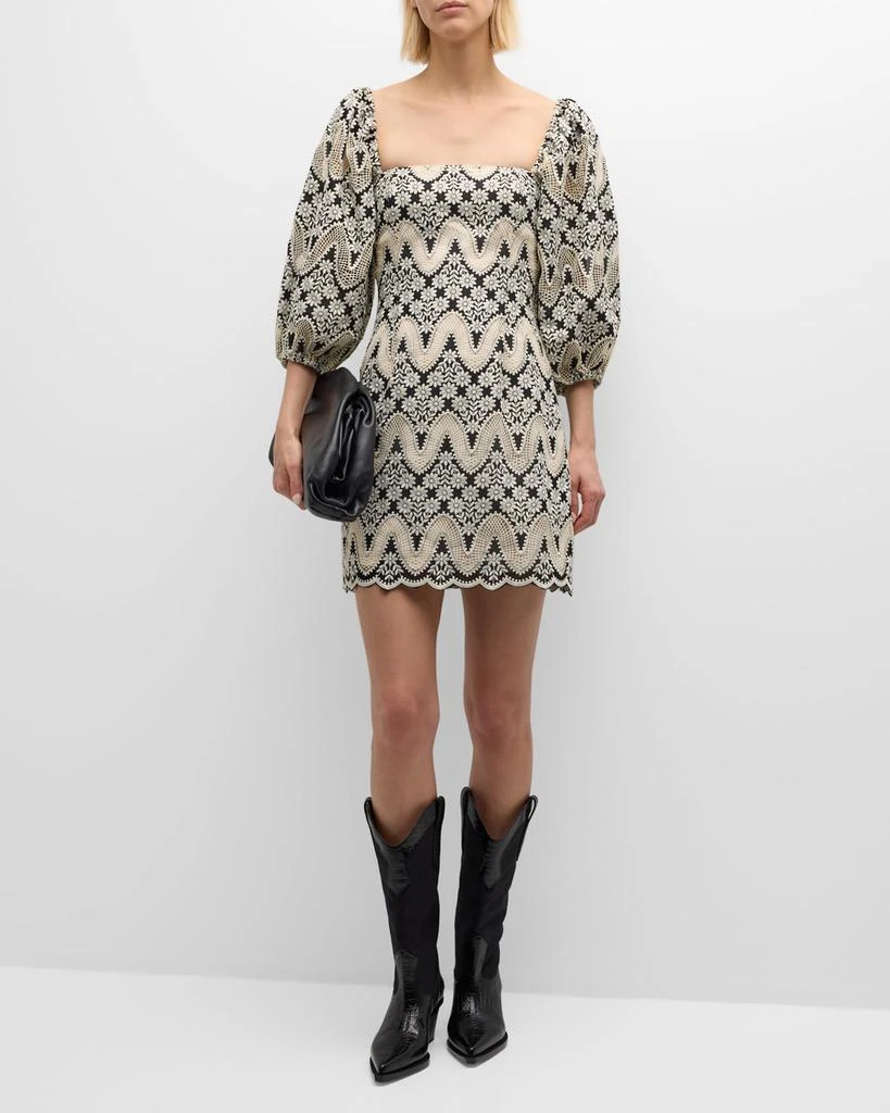 Cara Cara Montauk Two-Tone Floral Eyelet Cotton Mini Dress 2
