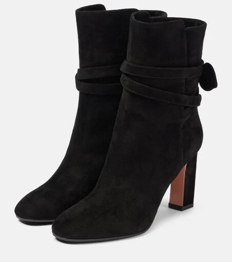 Aquazzura Very Bow Tie 85 suede ankle boots 4