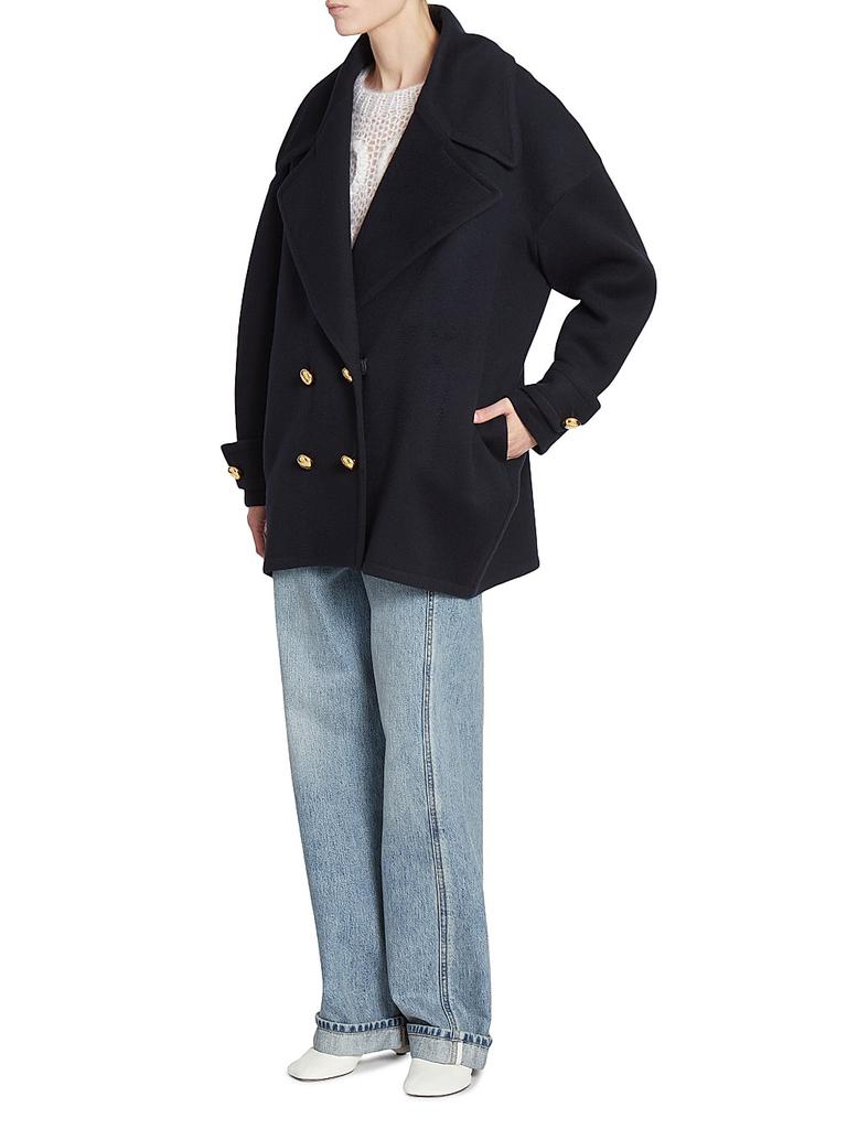 Loewe Pebble Wool-Cashmere Blend Peacoat - Coats - Compare