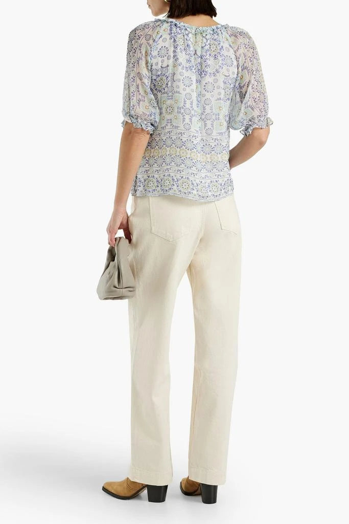 Joie Moneta gathered printed silk-georgette blouse 3