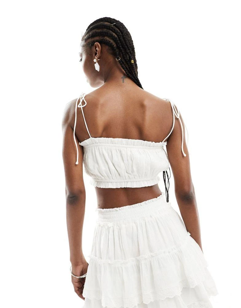 Kiss The Sky Kiss The Sky white crinkle tie crop top co-ord 3