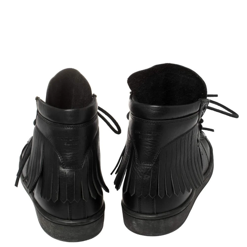 Yves Saint Laurent Saint Laurent Black Leather Classic Court Fringe Sneakers Size 36 5