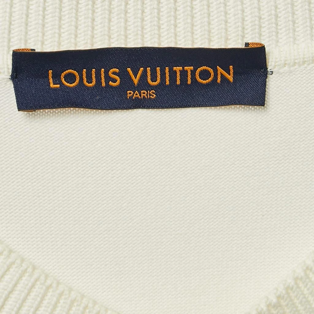 Louis Vuitton Louis Vuitton White Cotton Knit Signature Crewneck T-Shirt XL 5