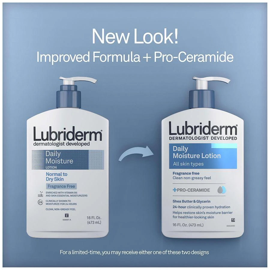 Lubriderm Fragrance Free Daily Moisture Lotion + Pro-Ceramide, Shea Butter & Glycerin Fragrance Free 6