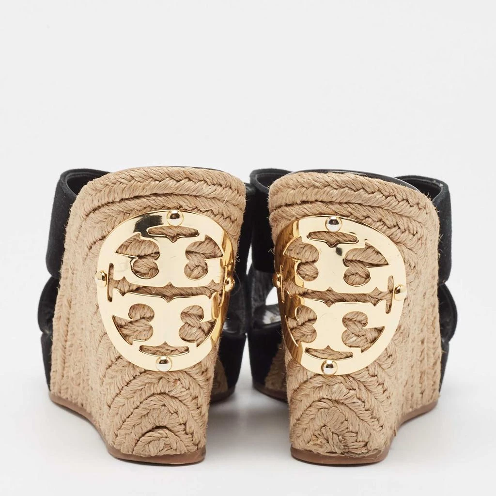 Tory Burch Tory Burch Black Suede Kristen Espadrille Wedge Sandals Size 37 5