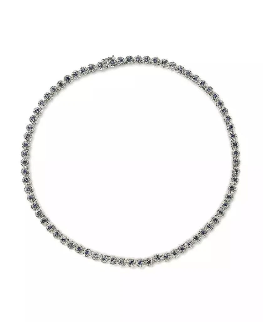 Suzy Levian New York Suzy Levian Sterling Silver Sapphire
Created White Sapphire Tennis Necklace