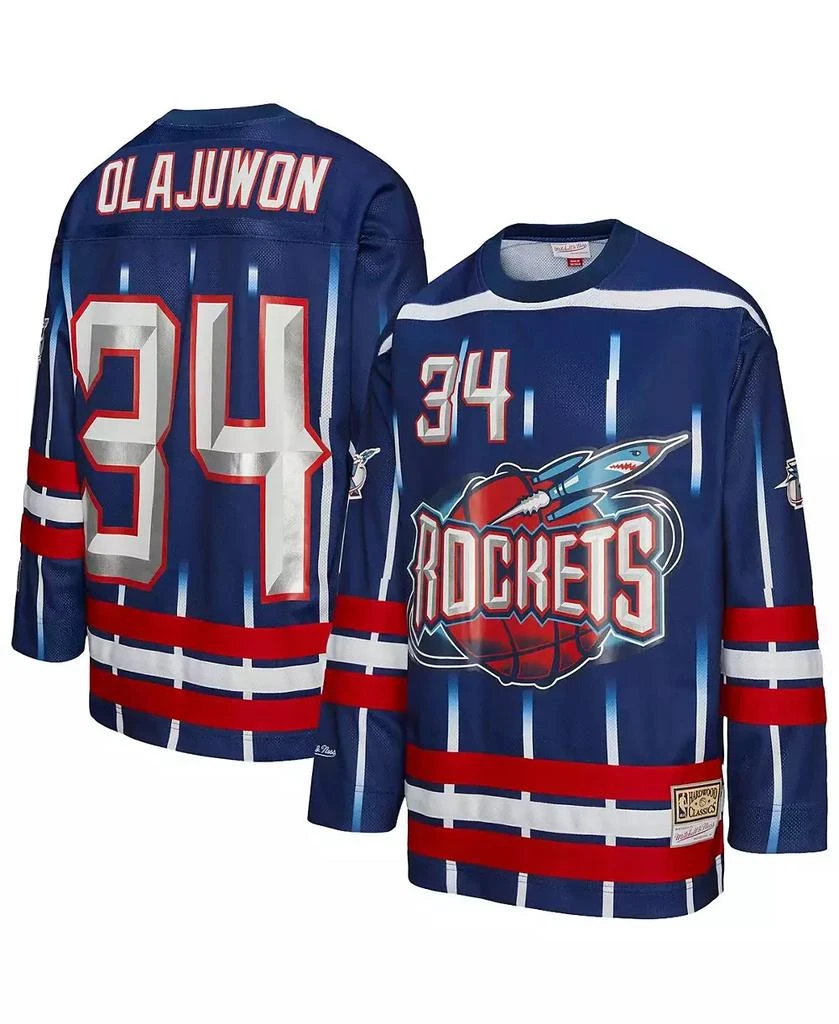 Mitchell 
Ness Men
s and Women
s Hakeem Olajuwon Navy Houston Rockets Maxed Out Fashion Hockey Jersey