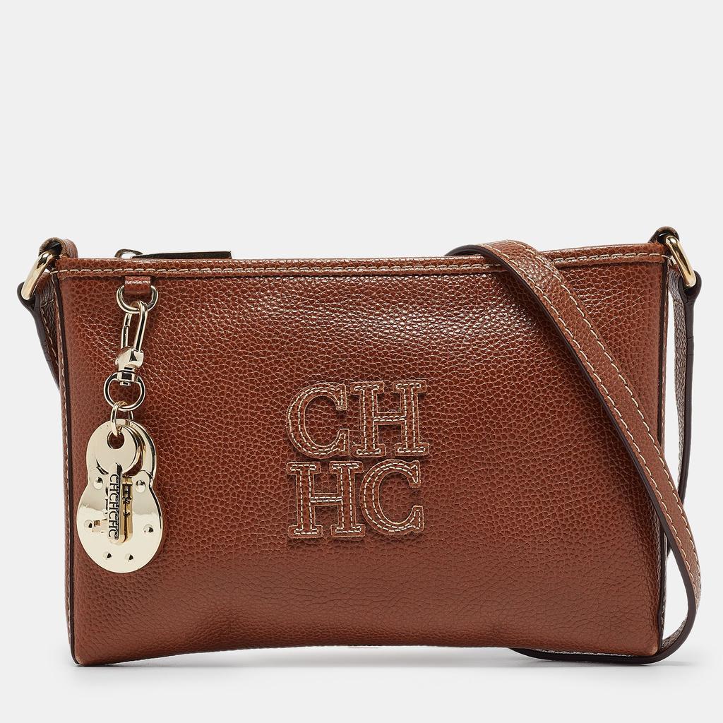 Carolina Herrera Carolina Herrera Brown Leather Lock Charm Crossbody Bag