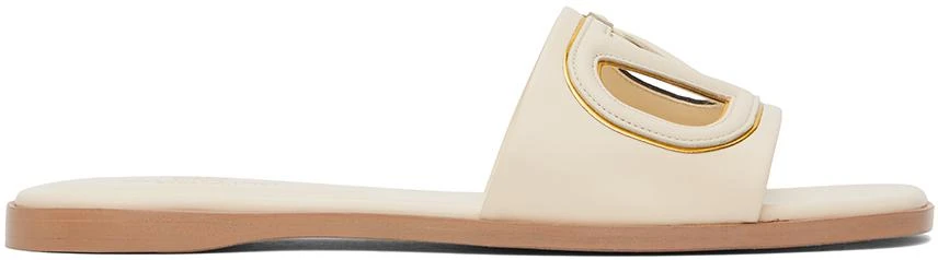 Valentino Off-White  VLogo Cutout Calfskin Slide Sandals 1