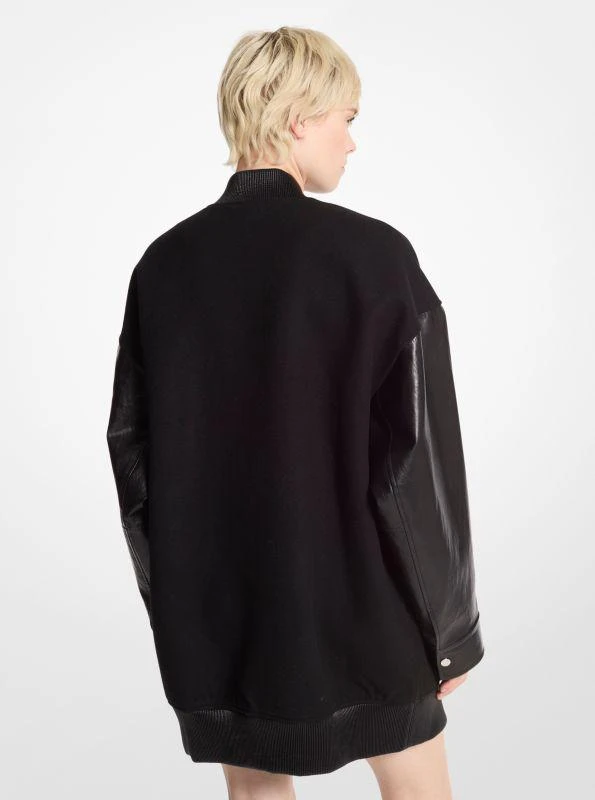Michael Kors Oversized Mixed-Media Bomber Jacket 2