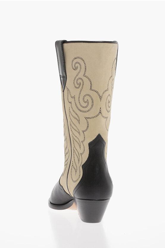 Isabel Marant Isabel Marant Suede DUERTO Texan Boots with Embroidered Detail 36 Shoes EU