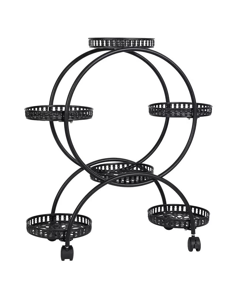 UNHO Metal 6 Pot Plant Stand Decorative Flower Pot Holder with Wheels For Indoor Outdoor 2