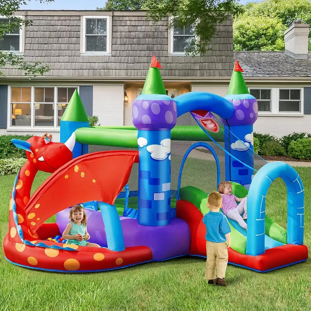 Slickblue Kids Inflatable Bounce House Dragon Jumping Slide Bouncer Castle Fun Outdoor Playset for Kids 5