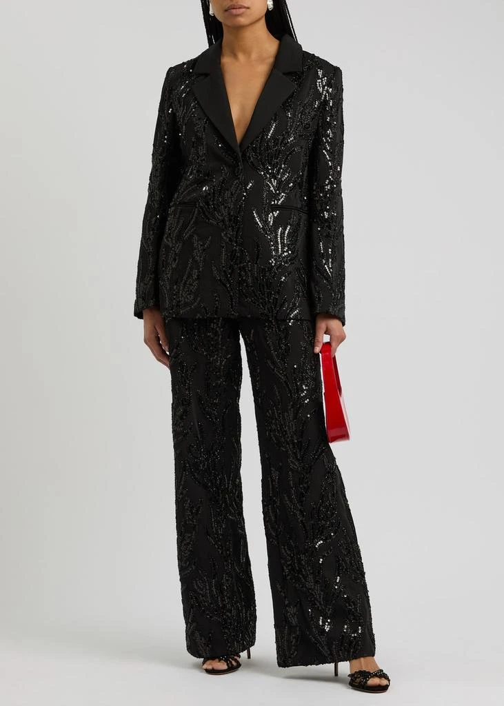 Stine Goya Sequin-embellished wide-leg twill trousers 4