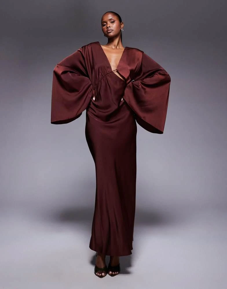 Shop ASOS DESIGN satin asymmetric neckline long sleeve maxi dress with  channel detail in chocolate on Sale at BeyondStyle  Get 25% Off ASOS  DESIGN satin asymmetric neckline long sleeve maxi dress