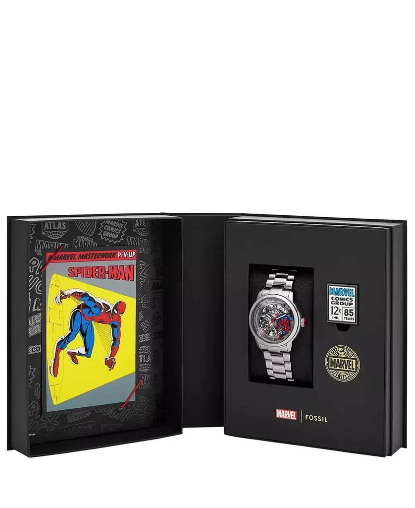 Fossil Unisex Marvel x Limited Edition Automatic Silver Stainless Steel Watch, 43mm 14