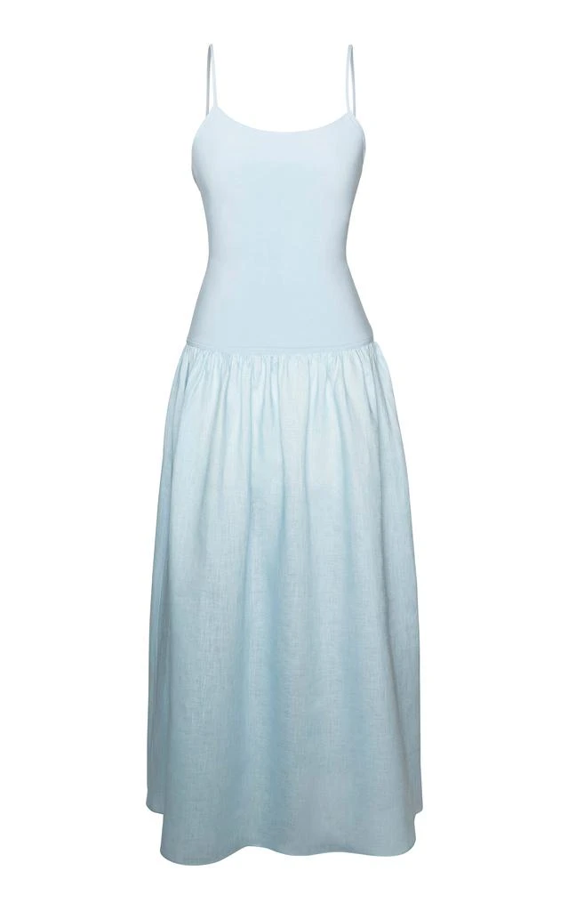 Laura Garcia Laura Garcia - Lauren Drop-Waist Jersey-Linen Maxi Dress - Blue - US 2 - Moda Operandi 1