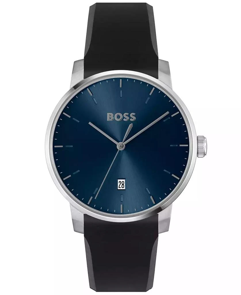 Hugo Boss Men's Dean Quartz Basic Calendar Black Silicone Watch 41mm 1