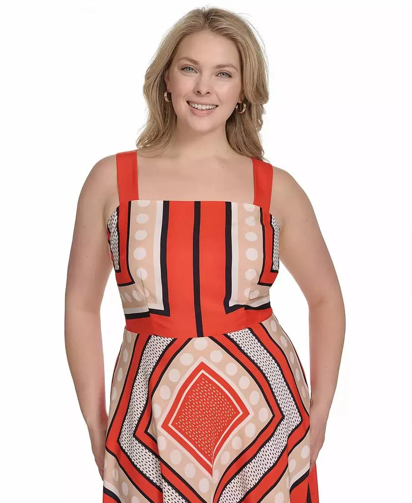 Eliza J Plus Size Printed Square-Neck Maxi Dress 2