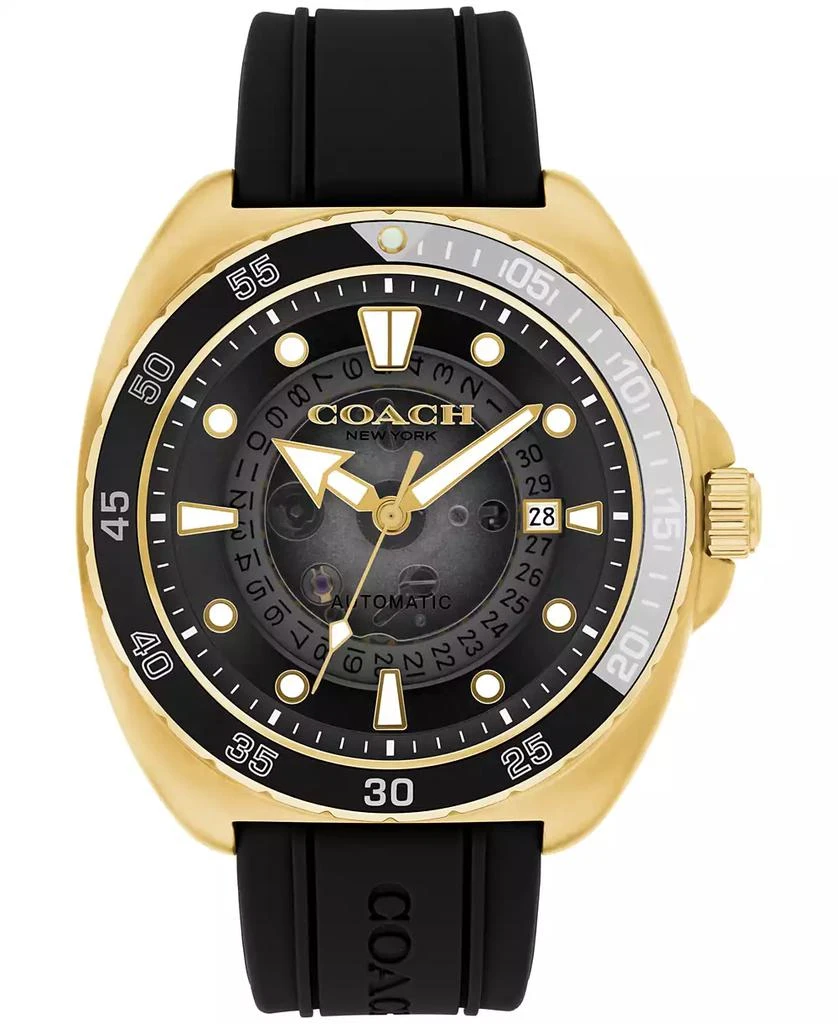 Coach Men's Charter Automatic Black Silicone Watch 44mm 1
