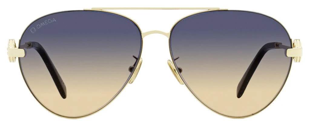 Omega Women's Pilot Sunglasses OM0031H 32W Gold/Blue 61mm 2