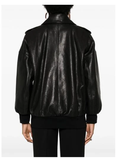 Alexander McQueen BLACK LEATHER JACKET WITH EPAULETTES 3