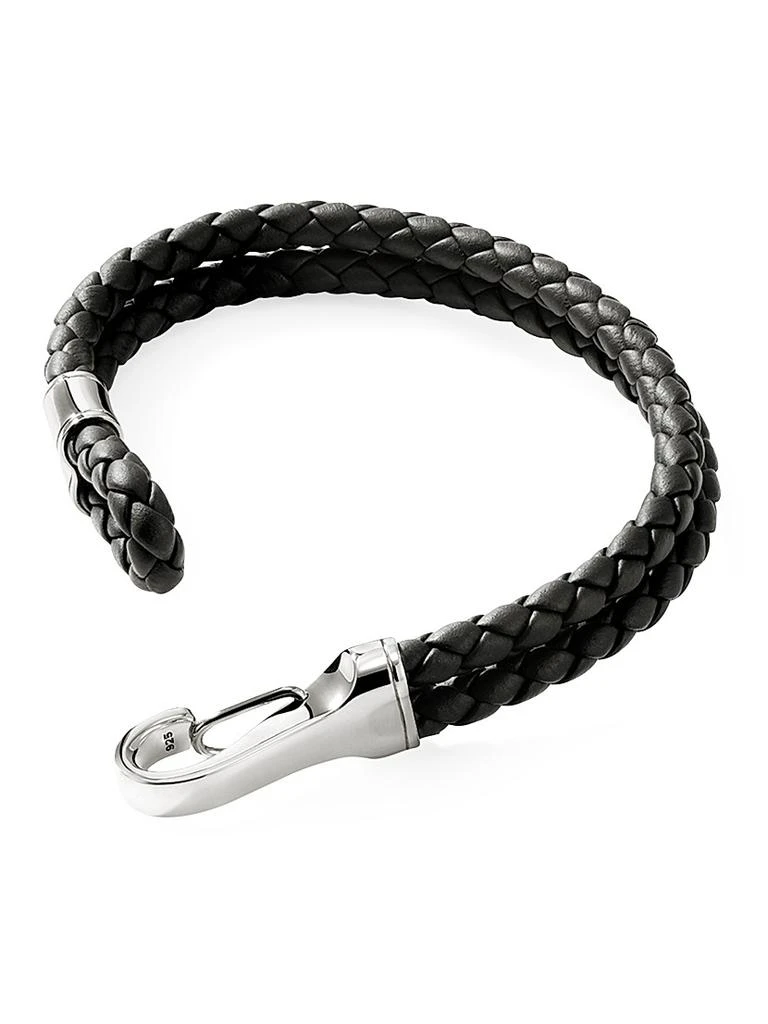 John Hardy Braided Leather & Sterling Silver Double Row Bracelet 6